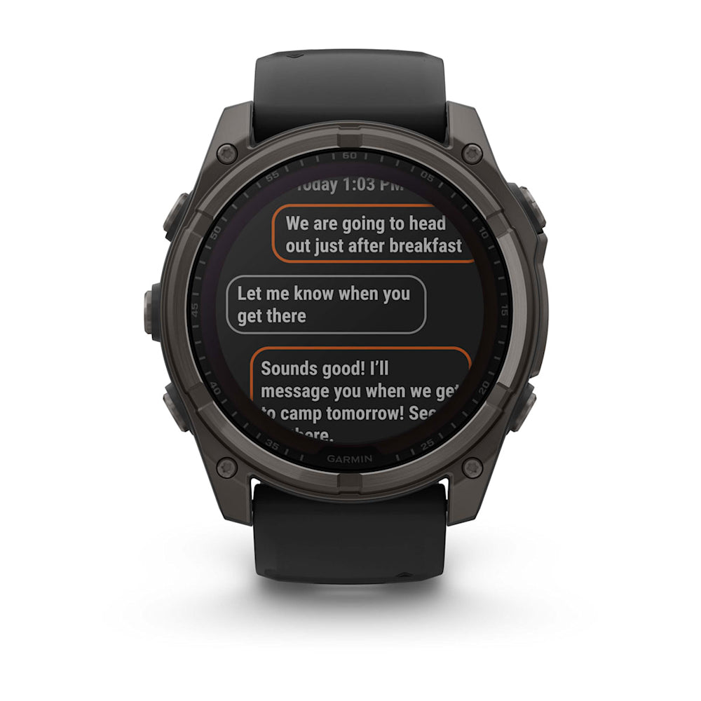Relógio Garmin fēnix ® 8X Safira Solar Titânio Cinza Carbono e Preto