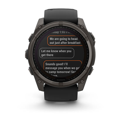 Relógio Garmin fēnix ® 8X Safira Solar Titânio Cinza Carbono e Preto