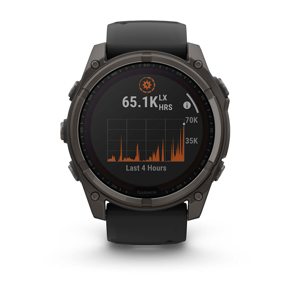 Relógio Garmin fēnix ® 8X Safira Solar Titânio Cinza Carbono e Preto