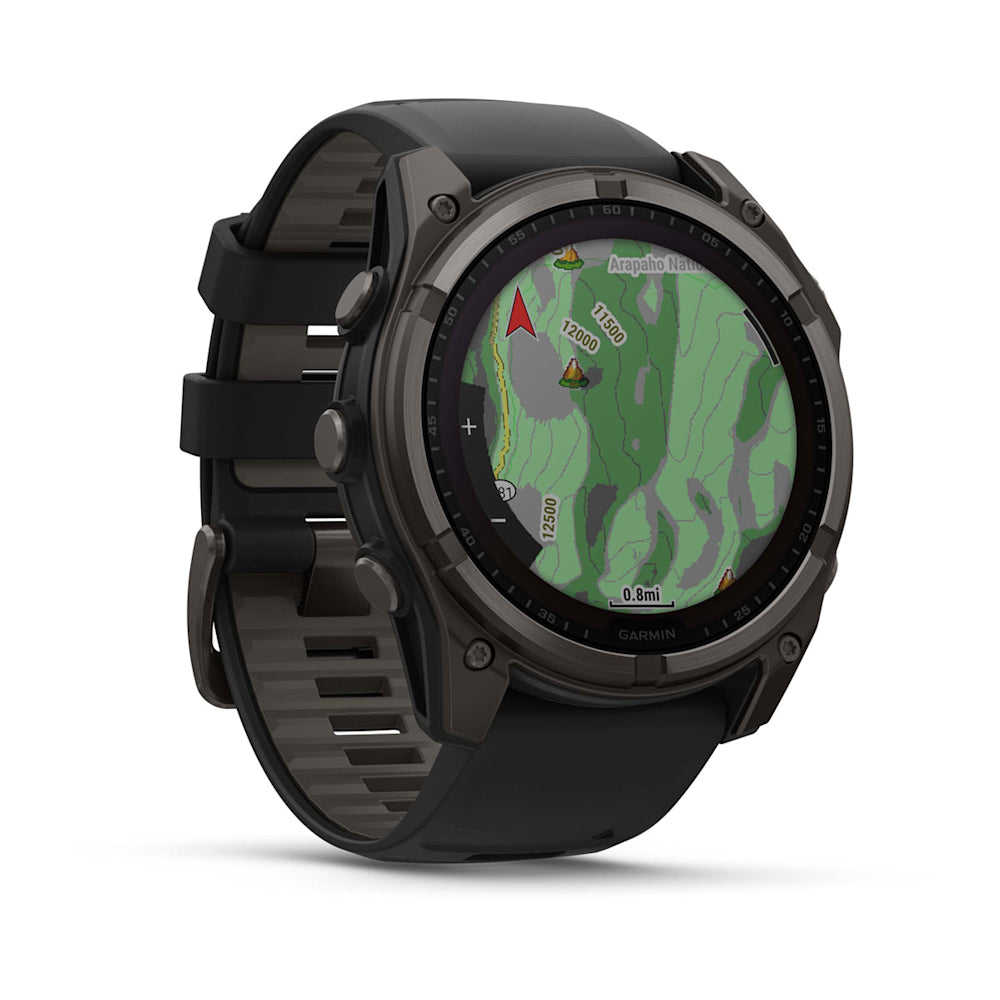Relógio Garmin fēnix ® 8X Safira Solar Titânio Cinza Carbono e Preto