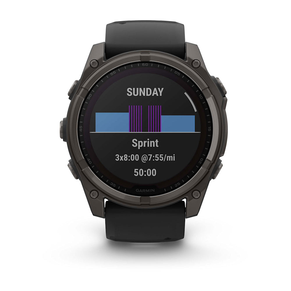 Relógio Garmin fēnix ® 8X Safira Solar Titânio Cinza Carbono e Preto