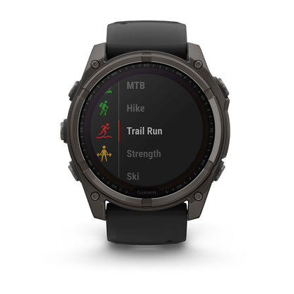 Relógio Garmin fēnix ® 8X Safira Solar Titânio Cinza Carbono e Preto