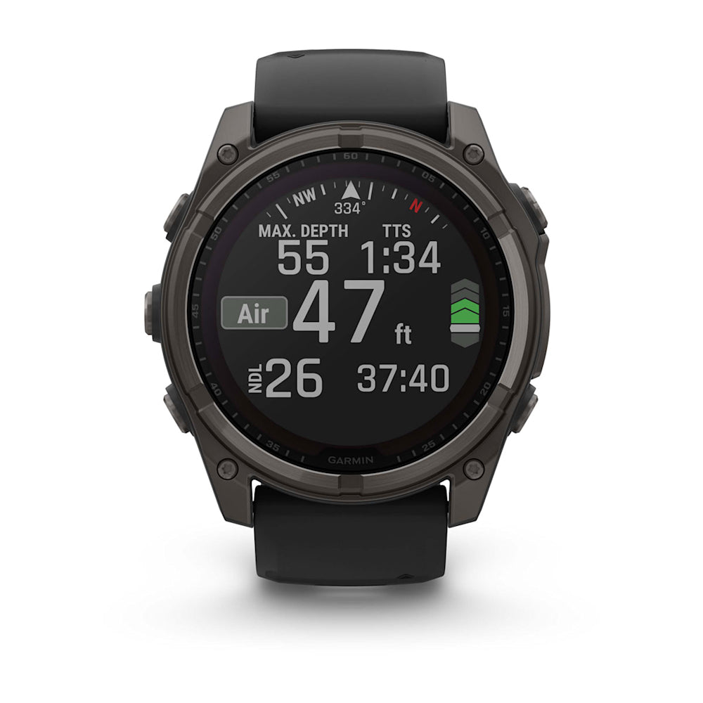 Relógio Garmin fēnix ® 8X Safira Solar Titânio Cinza Carbono e Preto