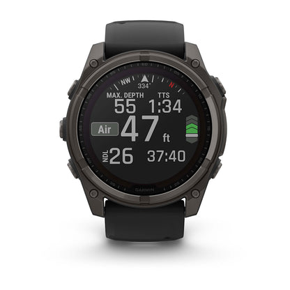 Relógio Garmin fēnix ® 8X Safira Solar Titânio Cinza Carbono e Preto