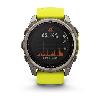 Relógio Garmin fēnix ® 8X Safira Solar Titânio e Amarelo