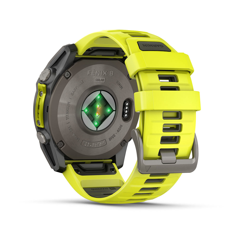 Relógio Garmin fēnix ® 8X Safira Solar Titânio e Amarelo