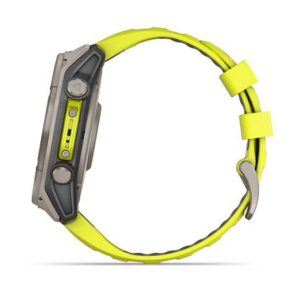 Relógio Garmin fēnix ® 8X Safira Solar Titânio e Amarelo