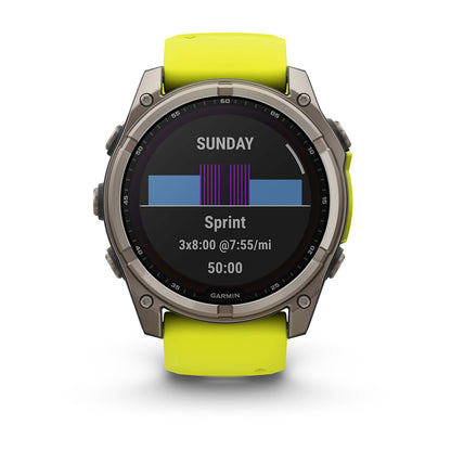 Relógio Garmin fēnix ® 8X Safira Solar Titânio e Amarelo
