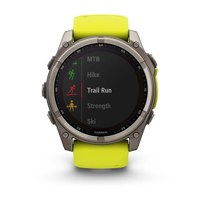 Relógio Garmin fēnix ® 8X Safira Solar Titânio e Amarelo