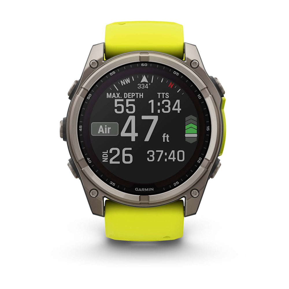 Relógio Garmin fēnix ® 8X Safira Solar Titânio e Amarelo