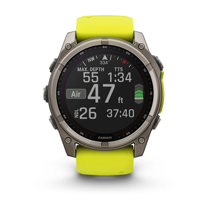 Relógio Garmin fēnix ® 8X Safira Solar Titânio e Amarelo