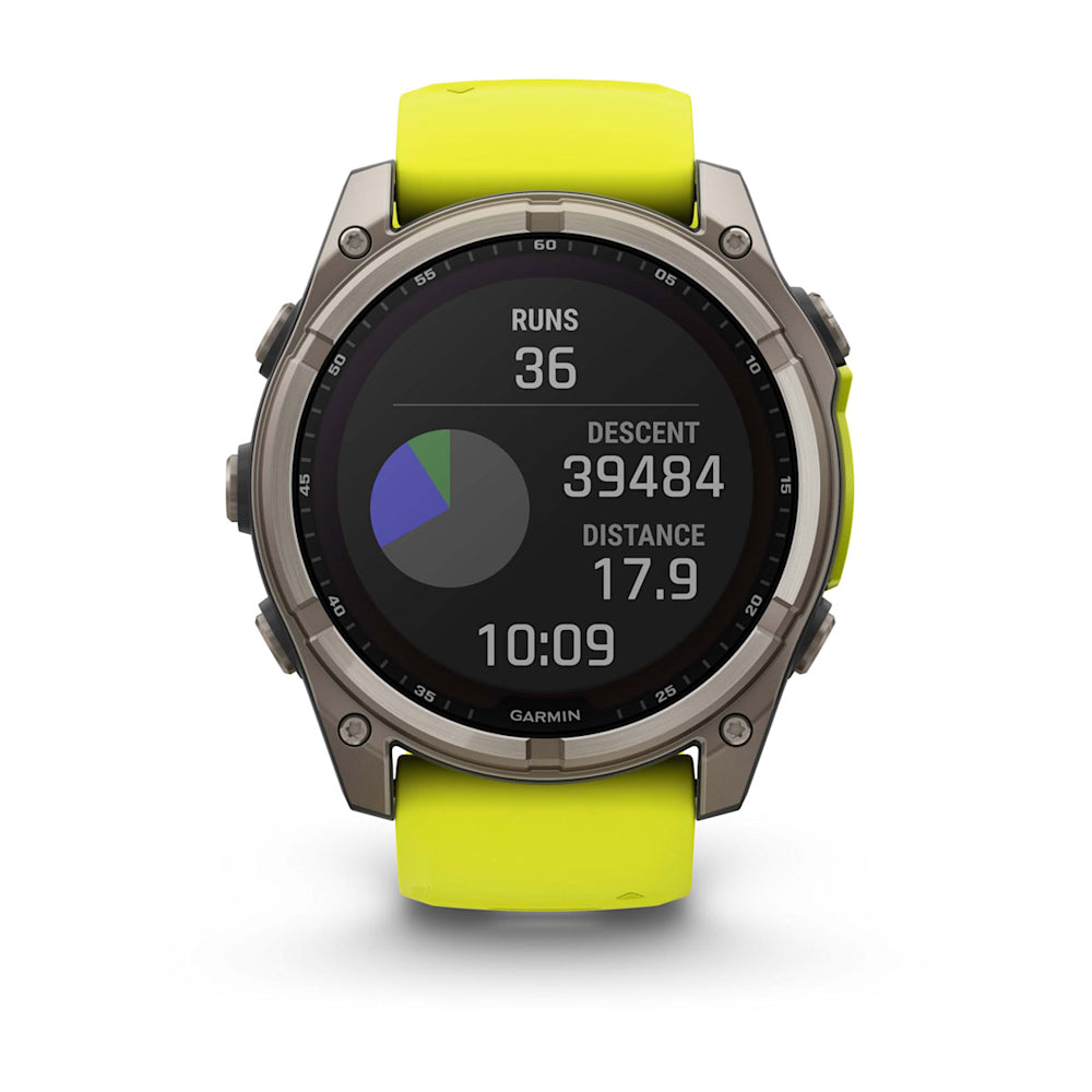 Relógio Garmin fēnix ® 8X Safira Solar Titânio e Amarelo