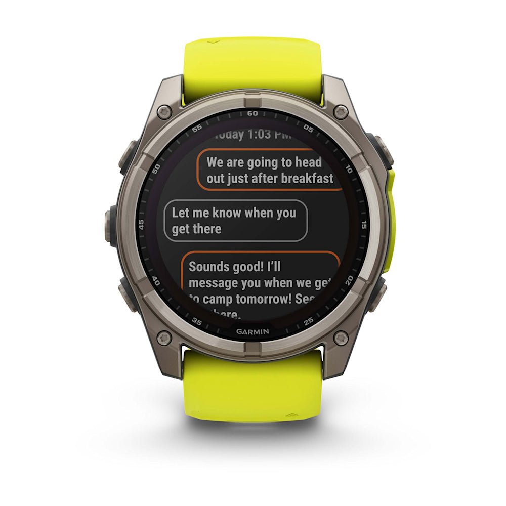 Relógio Garmin fēnix ® 8X Safira Solar Titânio e Amarelo