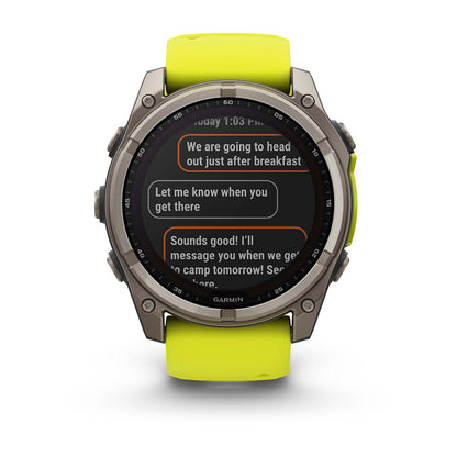 Relógio Garmin fēnix ® 8X Safira Solar Titânio e Amarelo