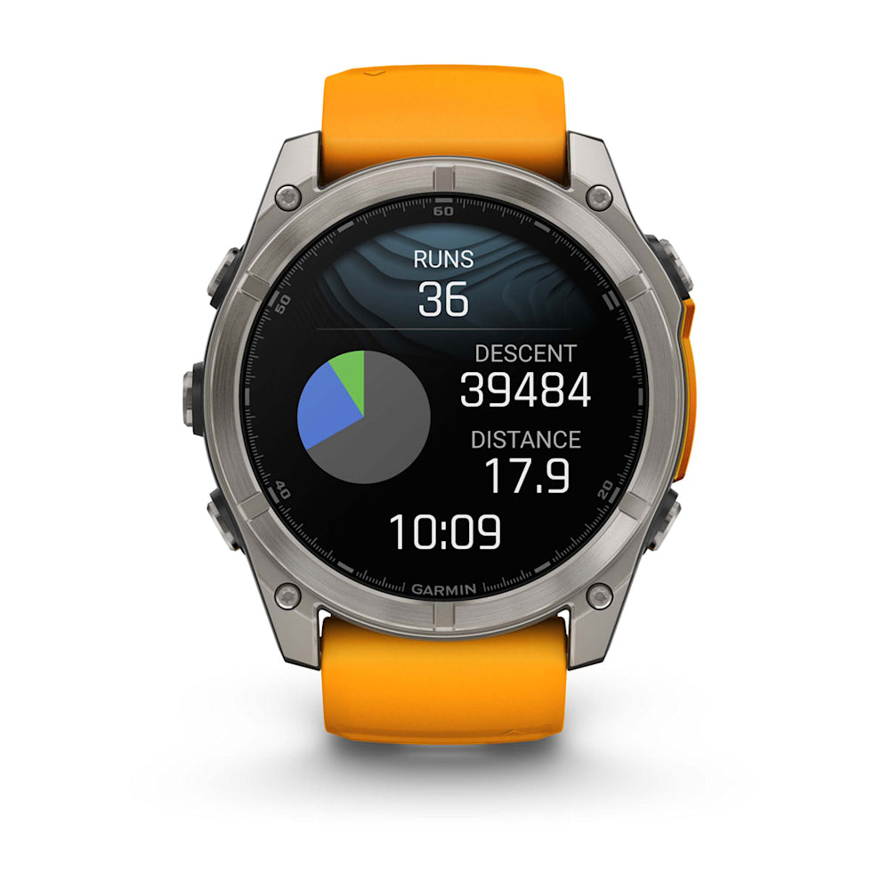 Relógio Garmin fēnix ® 8X Safira Titânio e Laranja