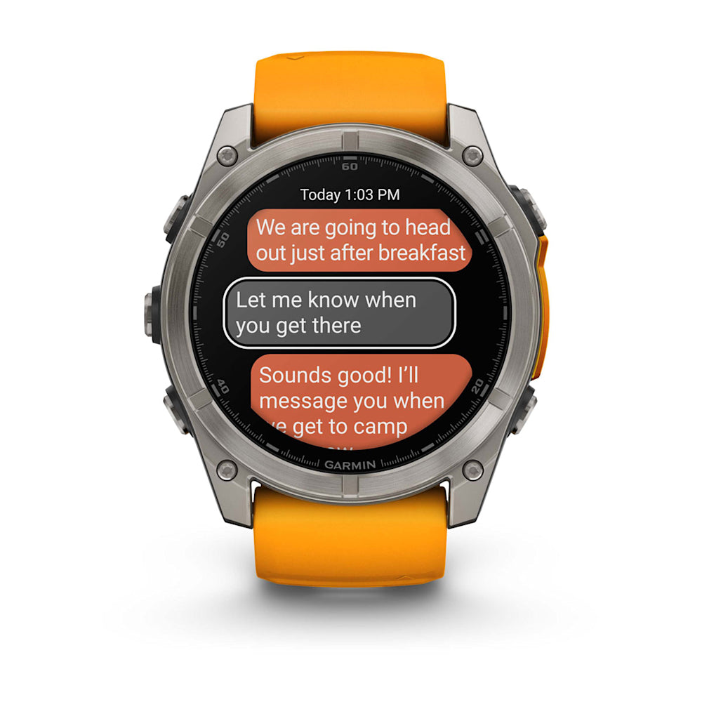 Relógio Garmin fēnix ® 8X Safira Titânio e Laranja