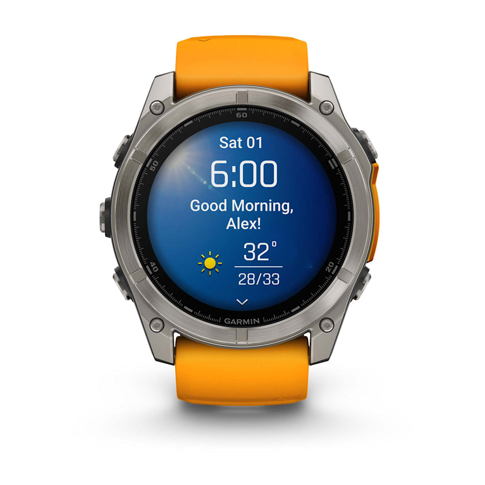 Relógio Garmin fēnix ® 8X Safira Titânio e Laranja