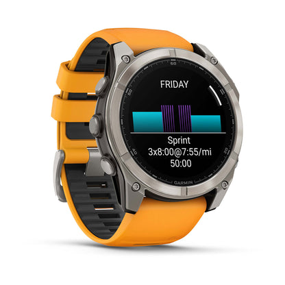 Relógio Garmin fēnix ® 8X Safira Titânio e Laranja