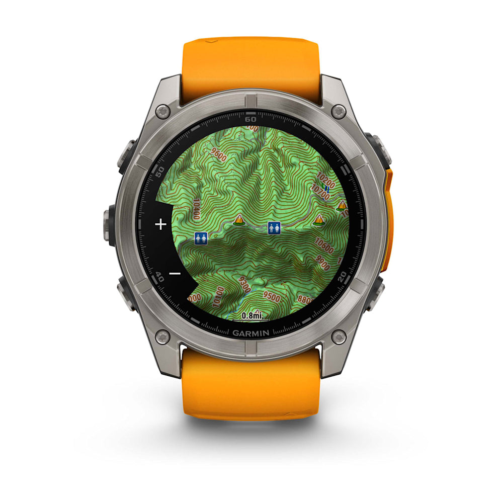 Relógio Garmin fēnix ® 8X Safira Titânio e Laranja