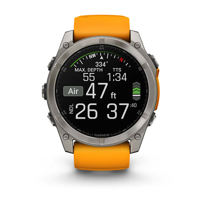 Relógio Garmin fēnix ® 8X Safira Titânio e Laranja