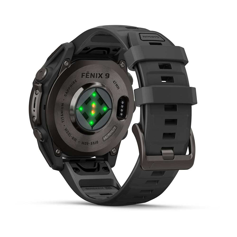 Relógio Garmin fēnix ® 9 Titânio DLC Cinza Carbono e Preto