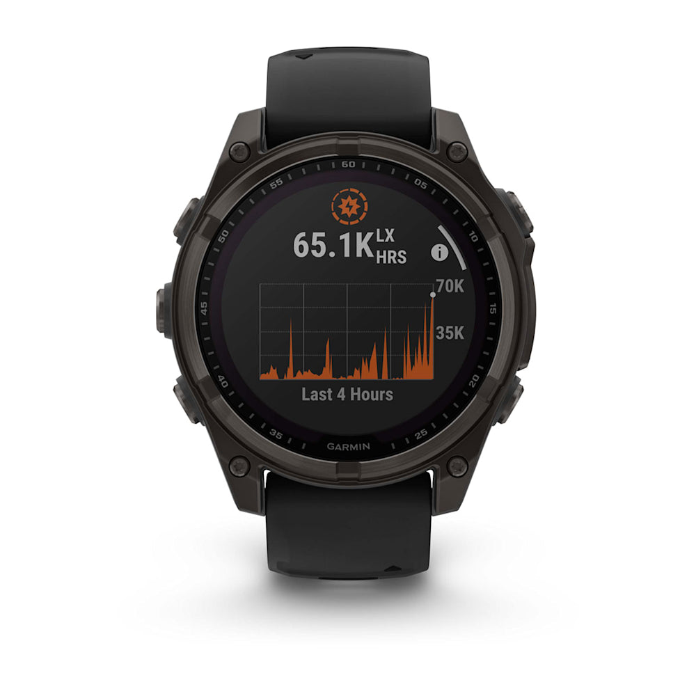 Relógio Garmin fēnix ® 8 Safira Solar Titânio Cinza Carbono e Preto