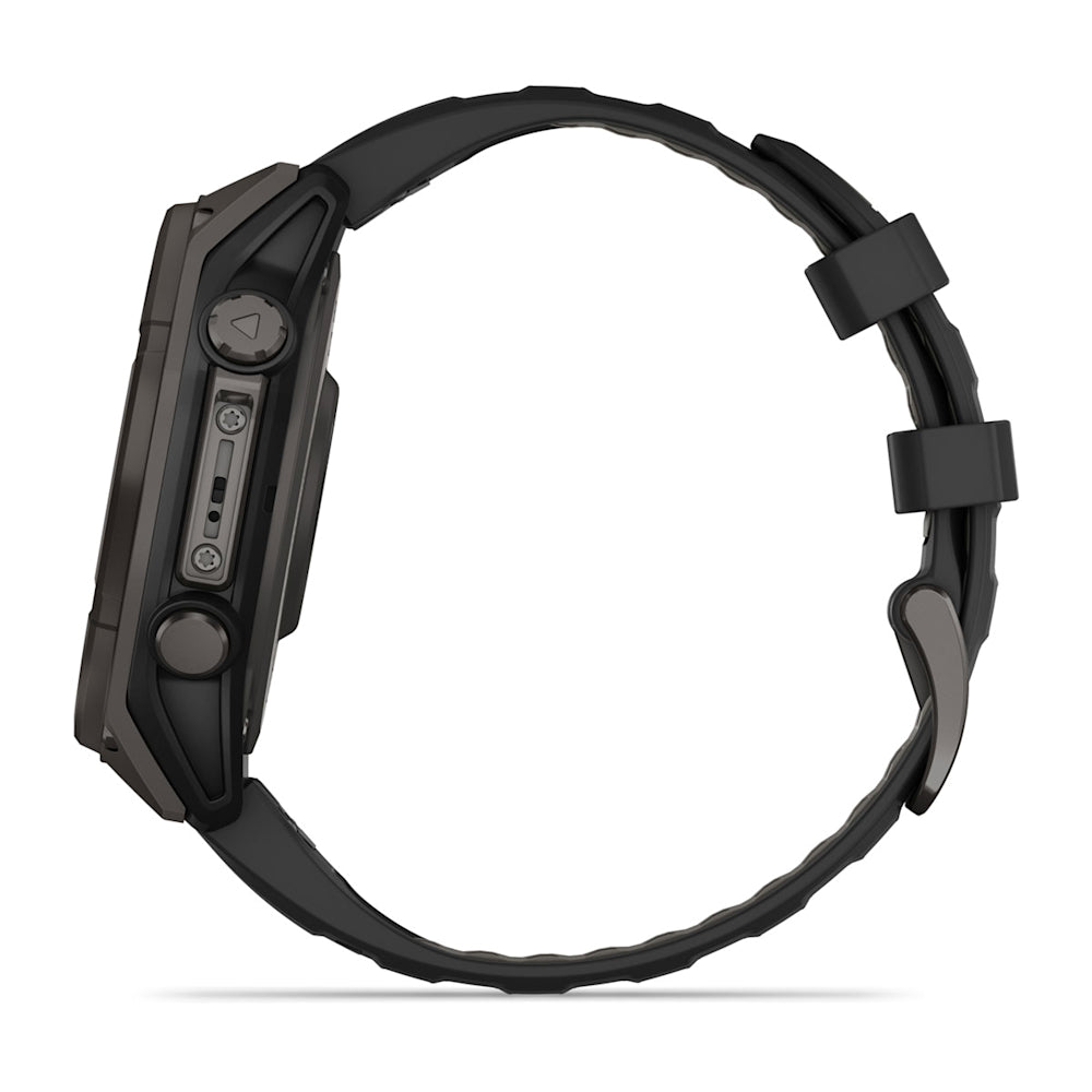 Relógio Garmin fēnix ® 8 Safira Solar Titânio Cinza Carbono e Preto