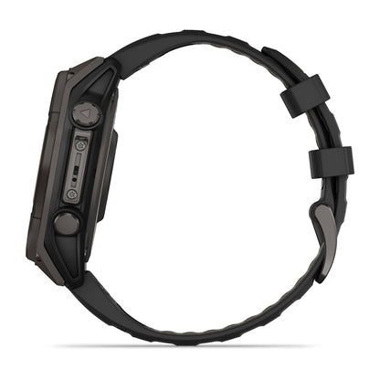 Relógio Garmin fēnix ® 8 Safira Solar Titânio Cinza Carbono e Preto