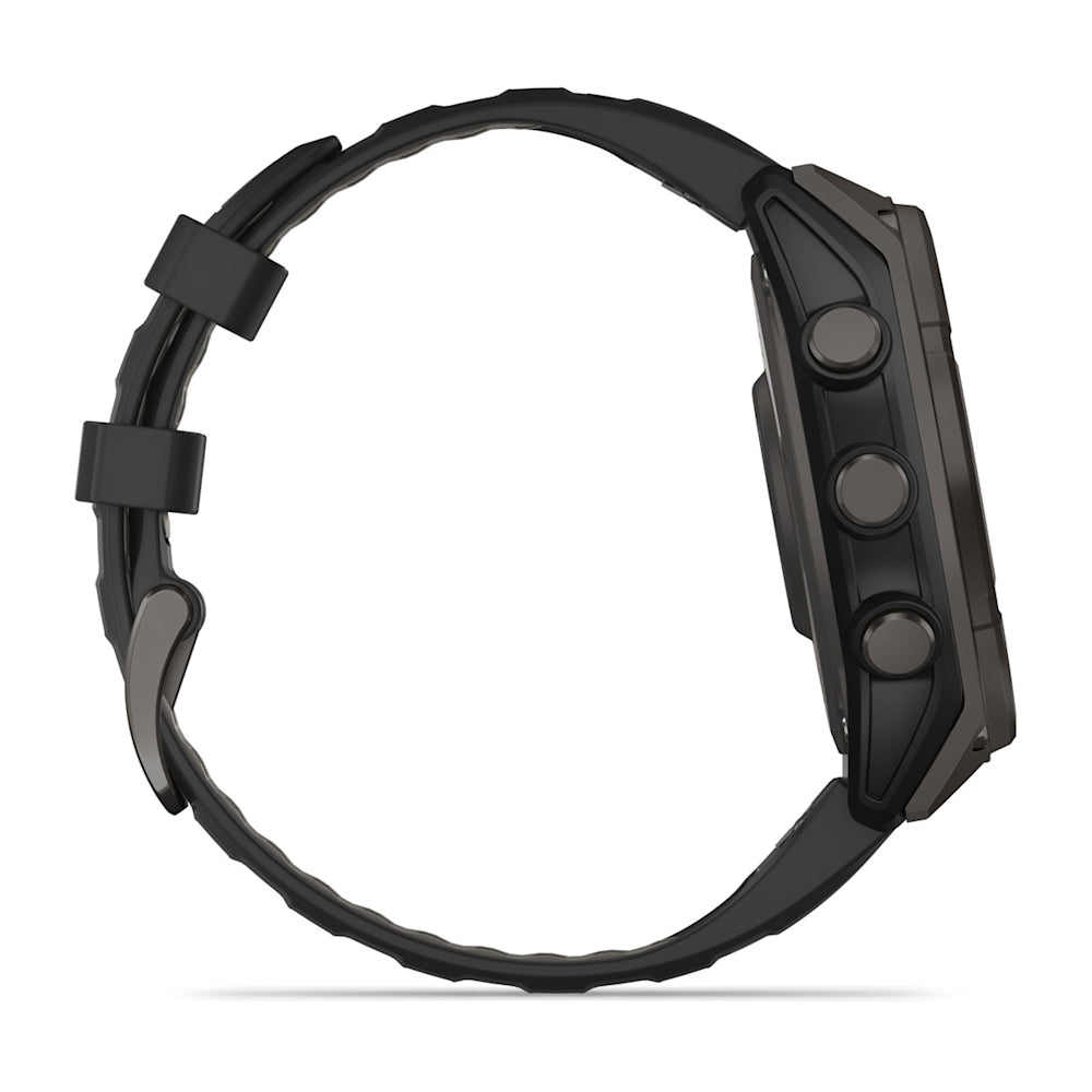 Relógio Garmin fēnix ® 8 Safira Solar Titânio Cinza Carbono e Preto