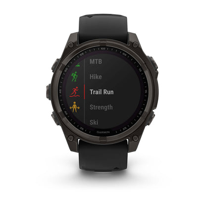Relógio Garmin fēnix ® 8 Safira Solar Titânio Cinza Carbono e Preto