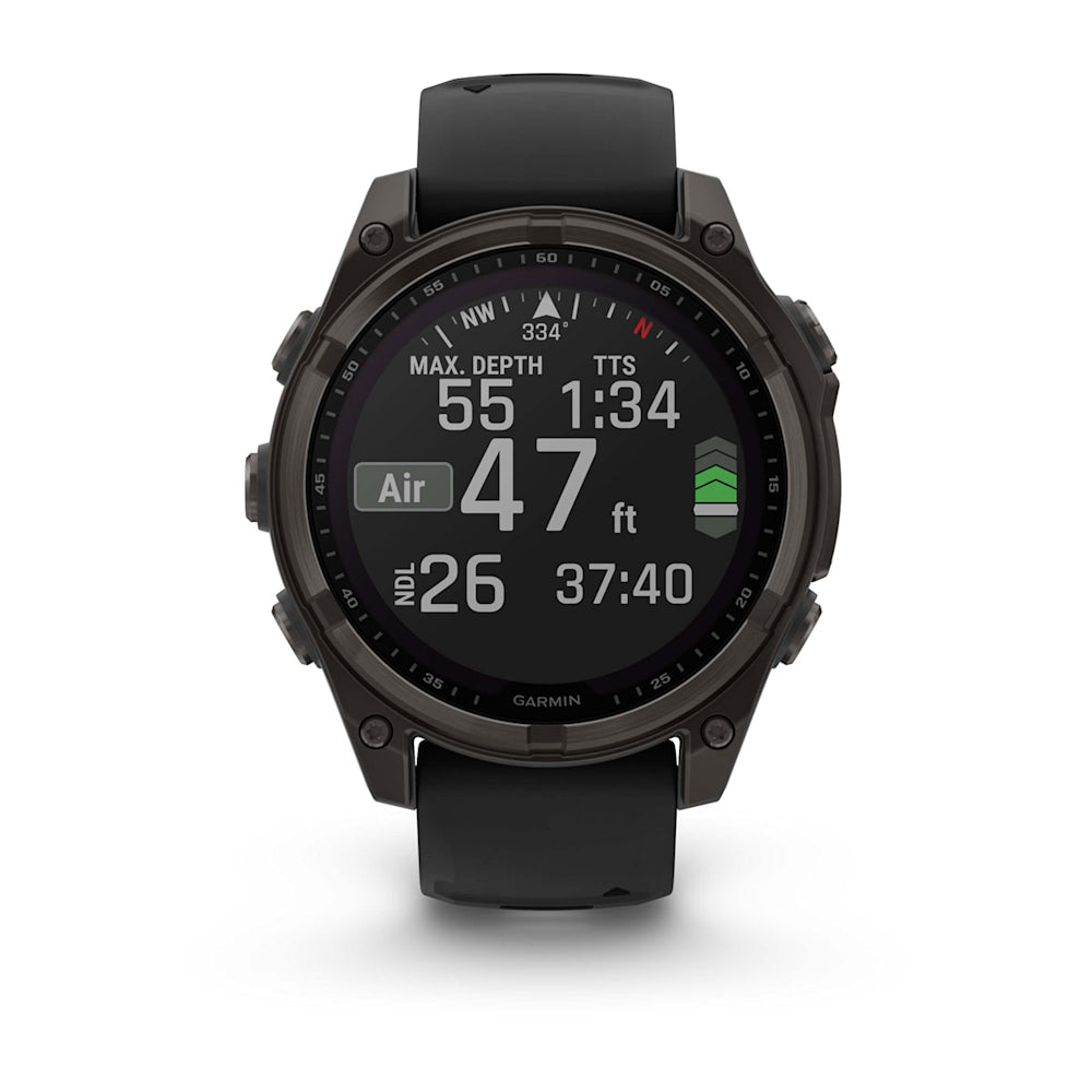 Relógio Garmin fēnix ® 8 Safira Solar Titânio Cinza Carbono e Preto