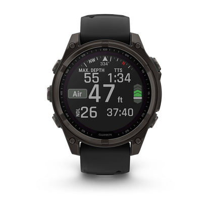 Relógio Garmin fēnix ® 8 Safira Solar Titânio Cinza Carbono e Preto