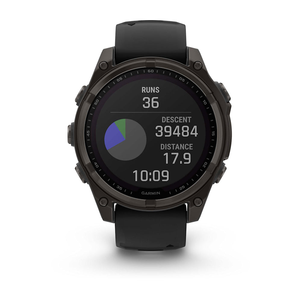 Relógio Garmin fēnix ® 8 Safira Solar Titânio Cinza Carbono e Preto