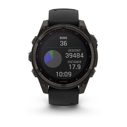 Relógio Garmin fēnix ® 8 Safira Solar Titânio Cinza Carbono e Preto