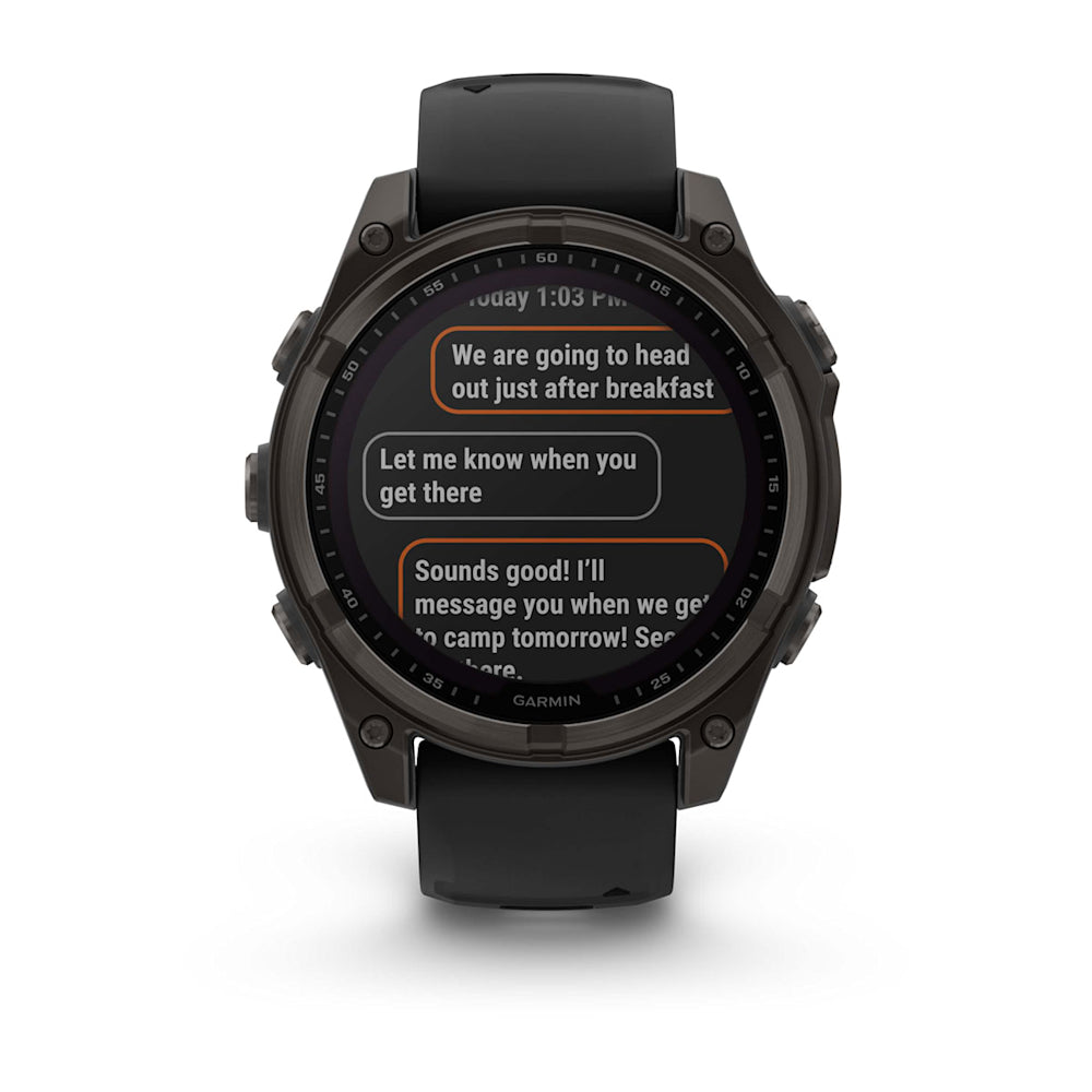 Relógio Garmin fēnix ® 8 Safira Solar Titânio Cinza Carbono e Preto