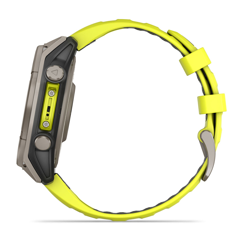 Relógio Garmin fēnix ® 8 Safira Solar Titânio e Amarelo