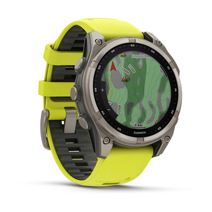 Relógio Garmin fēnix ® 8 Safira Solar Titânio e Amarelo