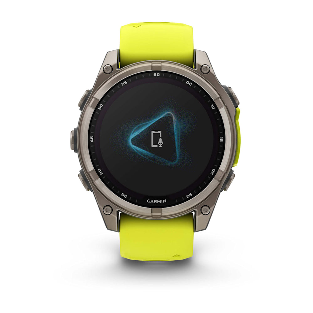 Relógio Garmin fēnix ® 8 Safira Solar Titânio e Amarelo