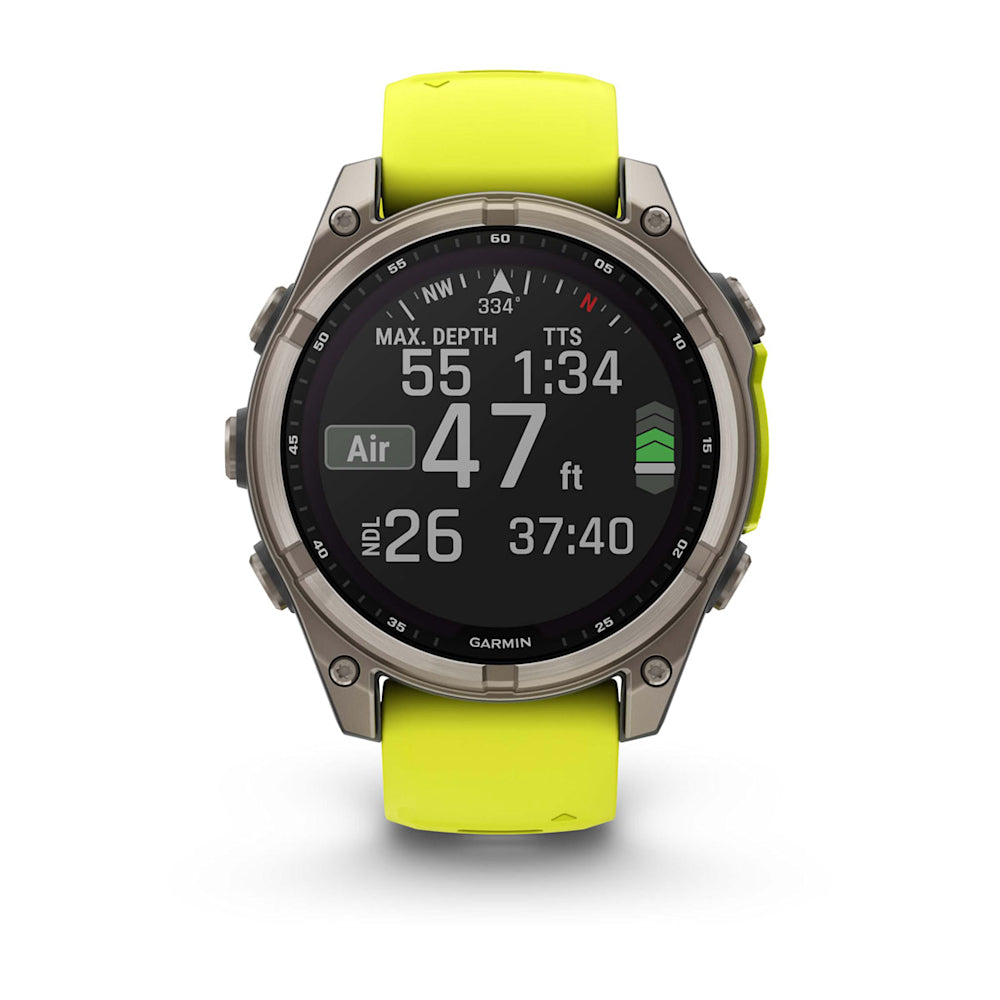 Relógio Garmin fēnix ® 8 Safira Solar Titânio e Amarelo