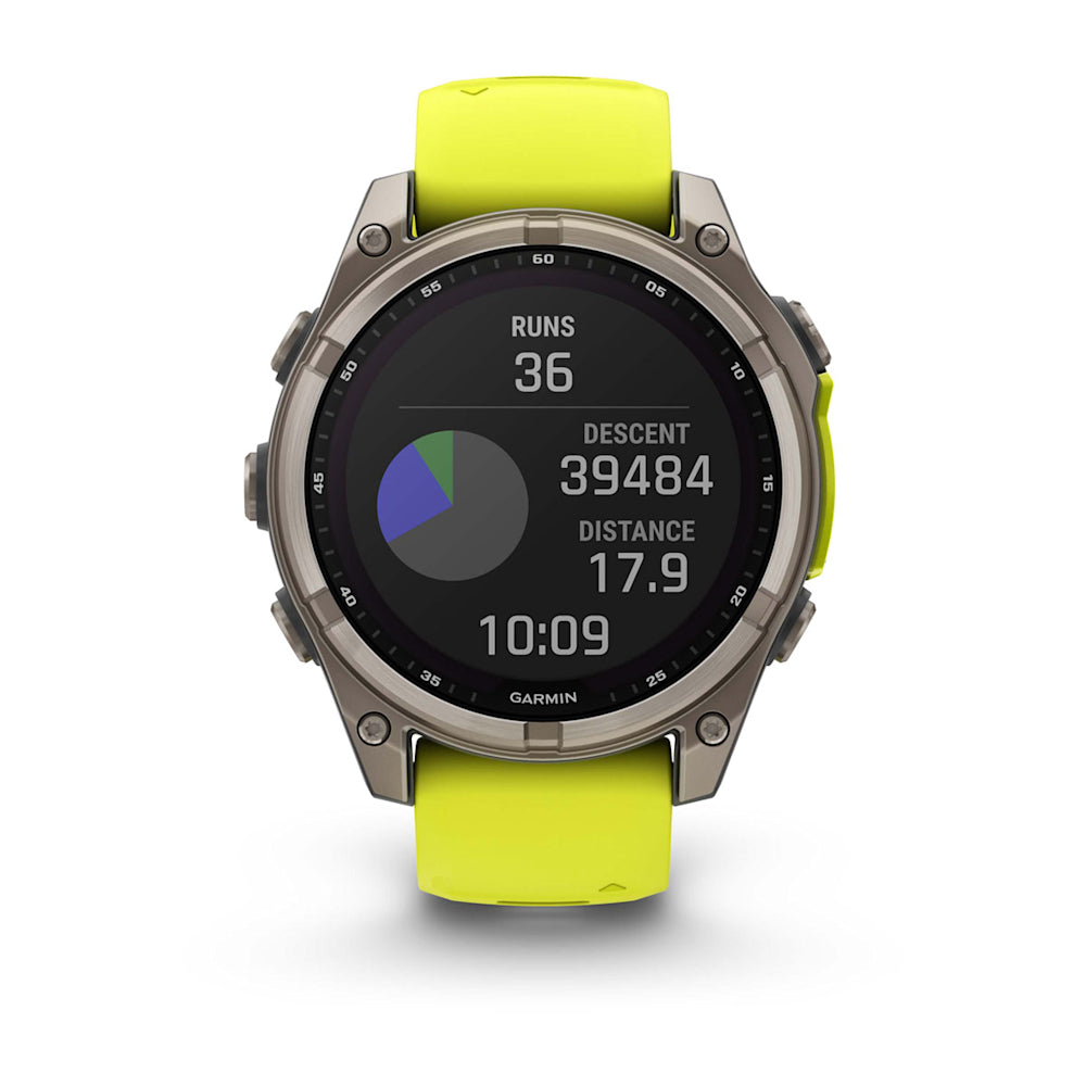 Relógio Garmin fēnix ® 8 Safira Solar Titânio e Amarelo