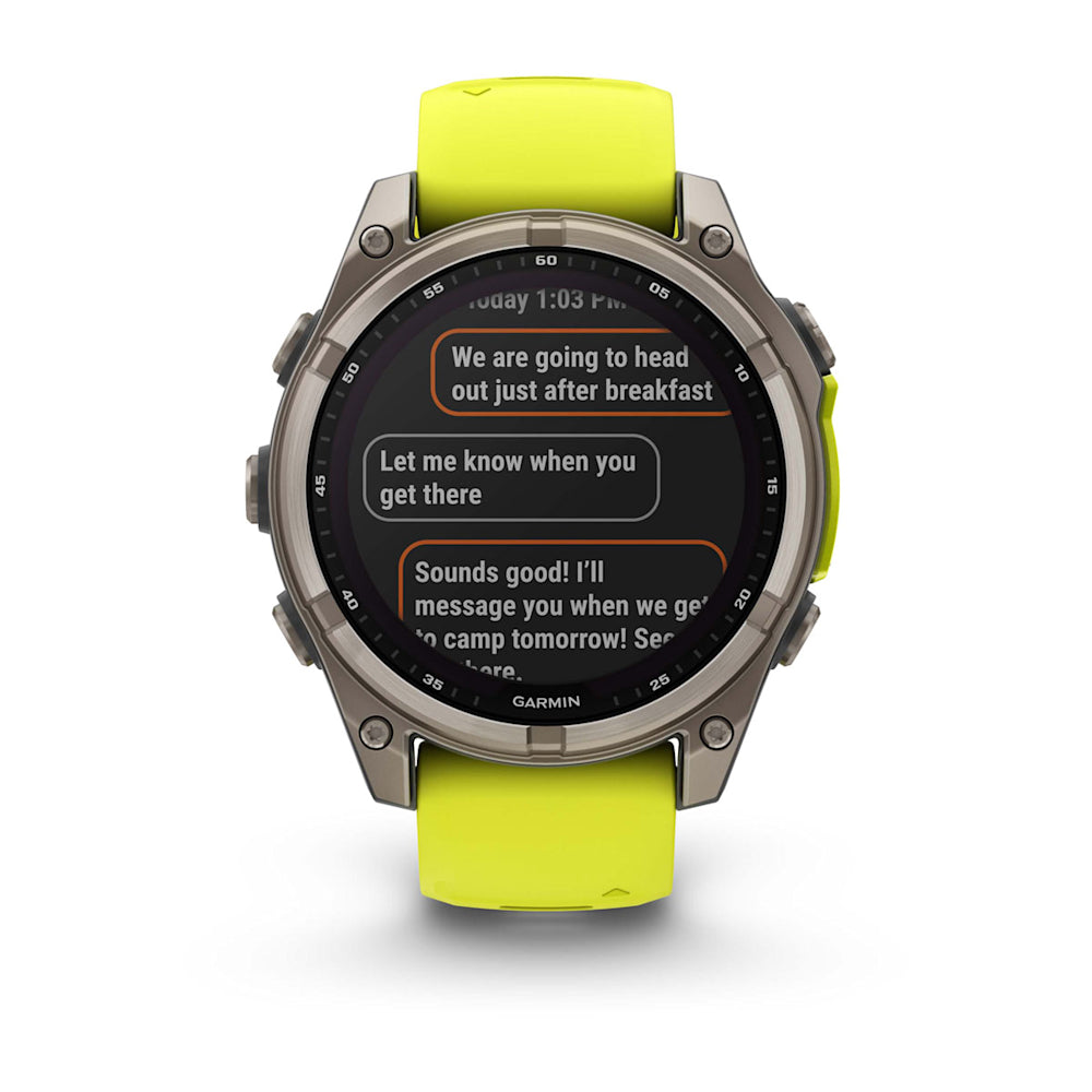 Relógio Garmin fēnix ® 8 Safira Solar Titânio e Amarelo