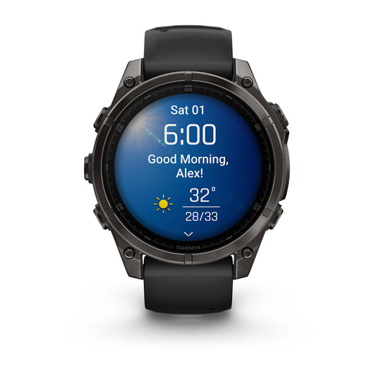 Relógio Garmin fēnix ® 8 Safira Titânio Cinza Carbono e Preto