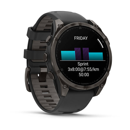 Relógio Garmin fēnix ® 8 Safira Titânio Cinza Carbono e Preto