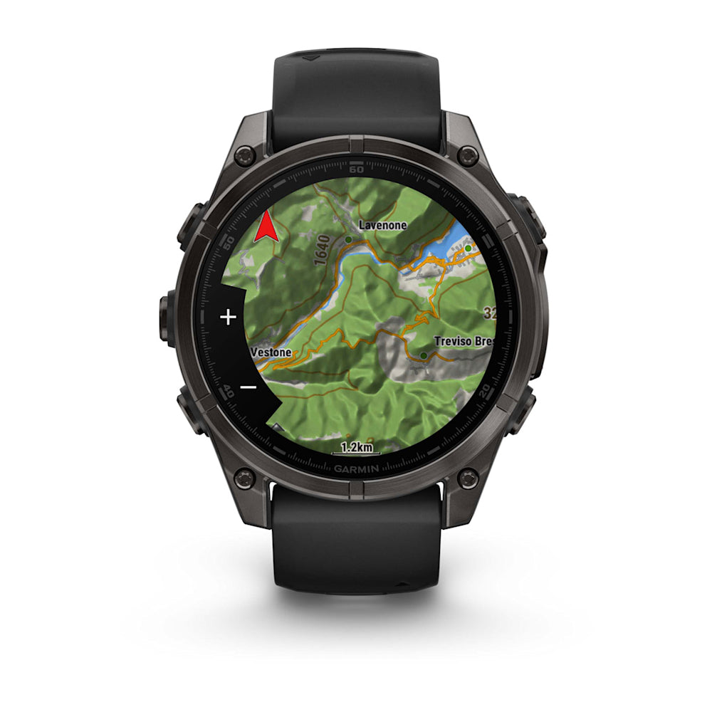 Relógio Garmin fēnix ® 8 Safira Titânio Cinza Carbono e Preto