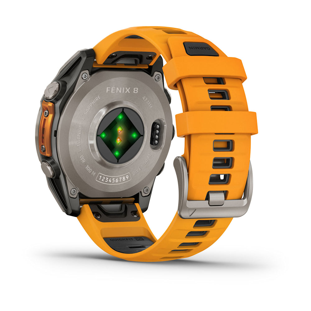 Relógio Garmin fēnix ® 8 Safira Titânio Laranja e Grafite