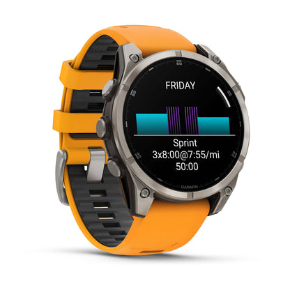 Relógio Garmin fēnix ® 8 Safira Titânio Laranja e Grafite