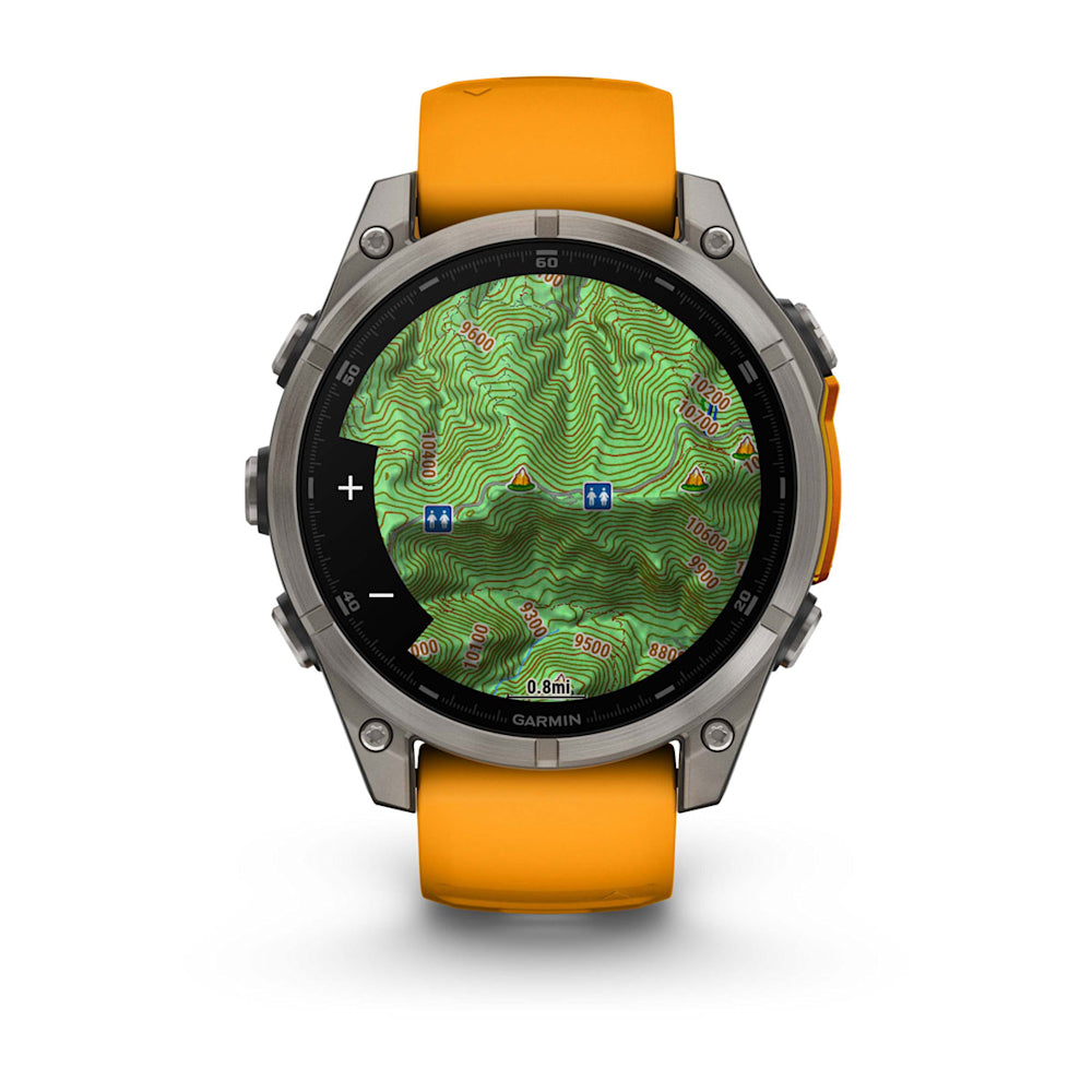 Relógio Garmin fēnix ® 8 Safira Titânio Laranja e Grafite
