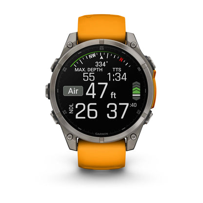 Relógio Garmin fēnix ® 8 Safira Titânio Laranja e Grafite