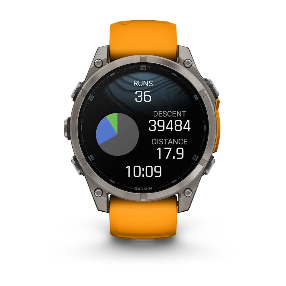 Relógio Garmin fēnix ® 8 Safira Titânio Laranja e Grafite