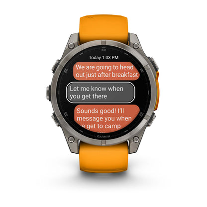 Relógio Garmin fēnix ® 8 Safira Titânio Laranja e Grafite